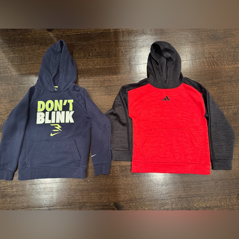 Bundle of two youth hoodies. Adidas and Nike, youth smalls, in good condition.